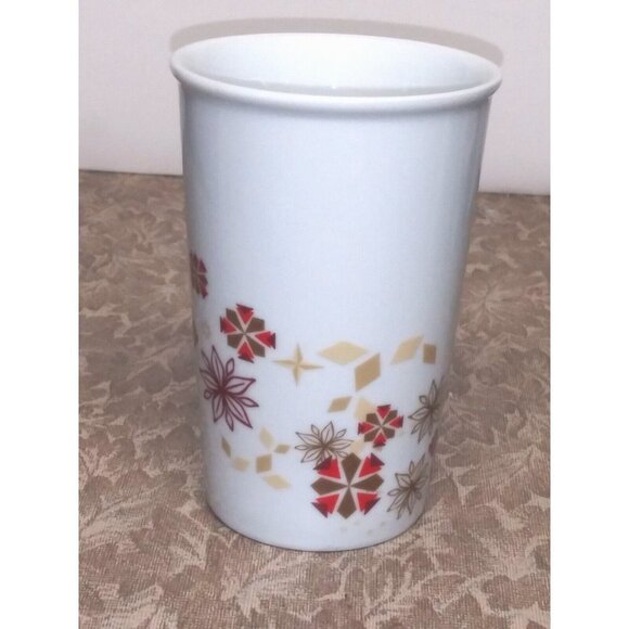 Starbucks 2013 Mug VINTAGE Holiday Coffee Mug Red Snowflakes Poinsettias 12 Oz - Picture 5 of 8